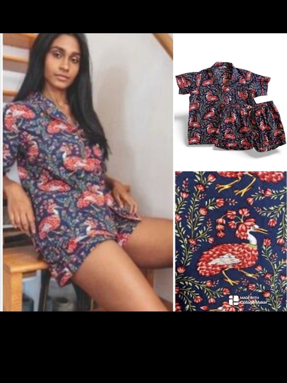 navy and red Printfresh Queen Lotus pajama set